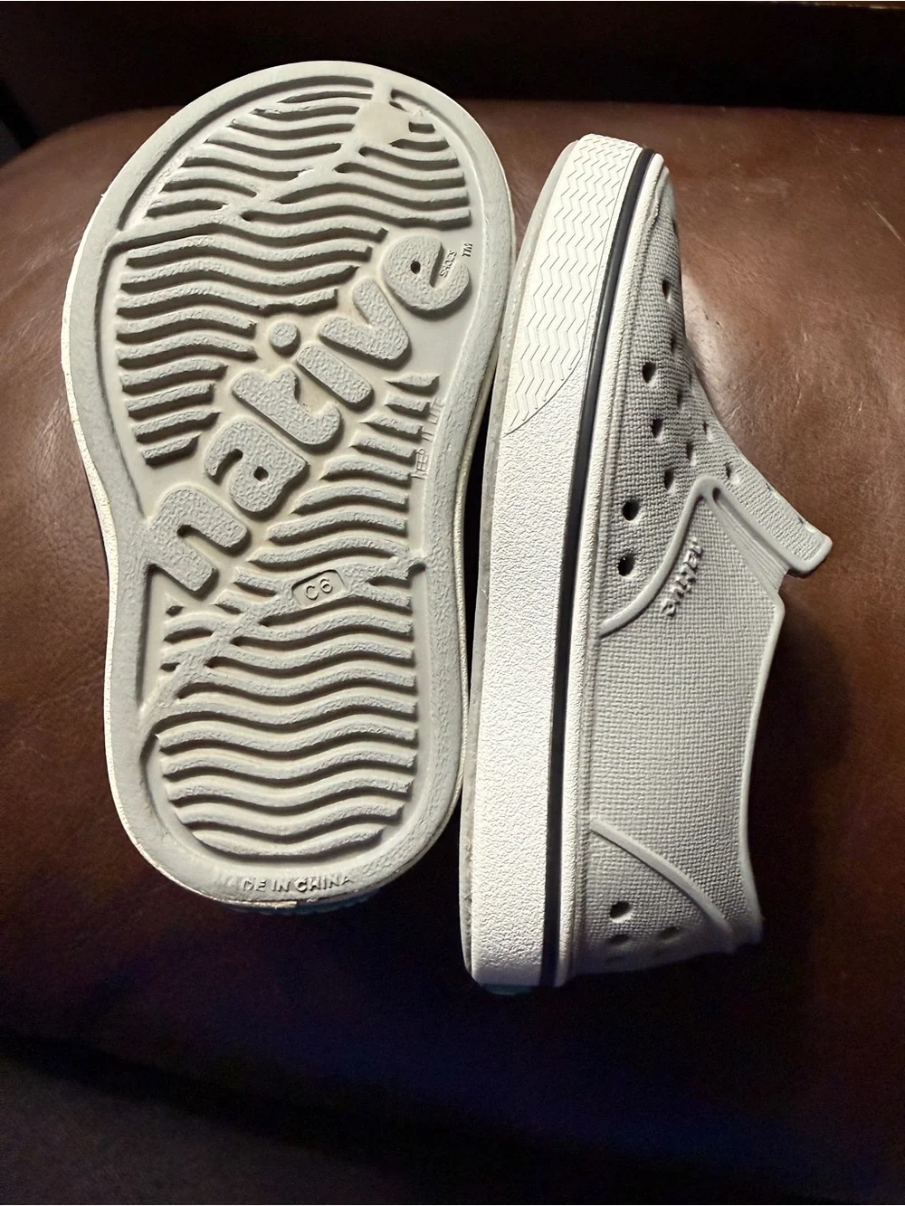 Native Kids Slip-On Water Shoe Light Gray with Blue Accent Size C6